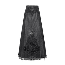 Load image into Gallery viewer, ESKT068 Shiny Cashew Jacquard Lace Horse-face Skirt
