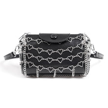 Load image into Gallery viewer, AS218 Punk Heart-shaped  Chain Crossbody cylinder bag
