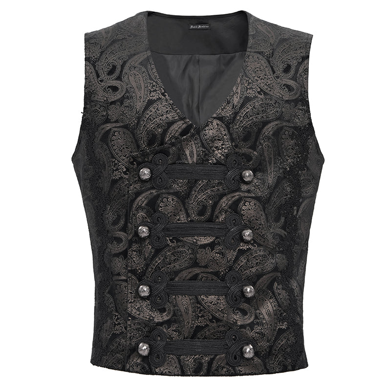 WT09302 men black Gothic embossed waistcoat