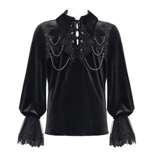 Load image into Gallery viewer, SHT12601  black glimmer Long-sleeved velvet shirts
