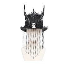 Load image into Gallery viewer, EAS037  Small chain tassel skull horn hat
