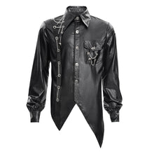 Load image into Gallery viewer, SHT123 Laminated Scratched Punk Swallowtail Shirt
