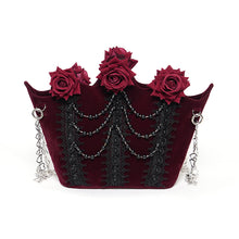 Load image into Gallery viewer, EAS04102 Wine Black Bat-Wing-Opening Velvet Handbag
