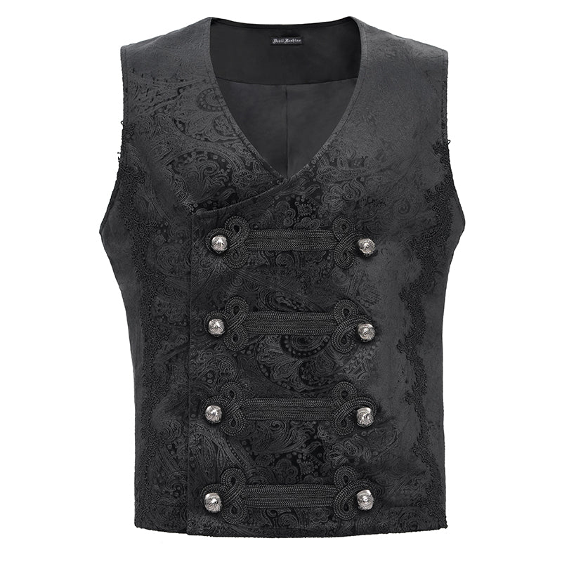 WT09301 black Gothic Embossed Vest