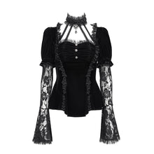 Load image into Gallery viewer, ETT04201 Halter neck velvet flared long-sleeved T-shirt
