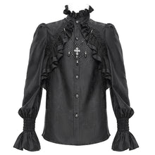 Load image into Gallery viewer, SHT12401 Black Gothic pattern satin long-sleeved men shirts
