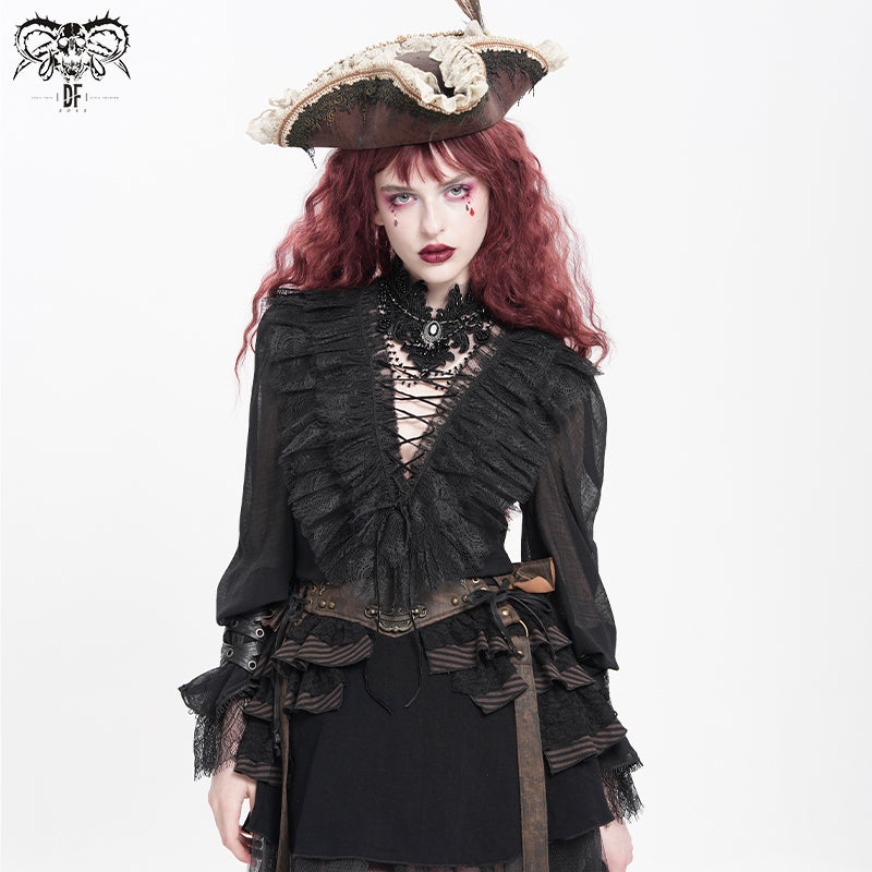 SHT09601 Gothic daily life Long Sleeve women Blouse