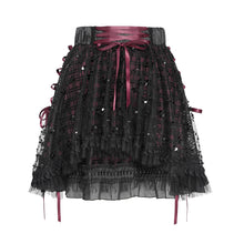 Load image into Gallery viewer, SKT25901 Sequined Mesh and Flat Grid-Paneled Lolita Miniskirt
