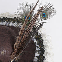 Load image into Gallery viewer, AS181 Lace peacock feather triangle pirate hat
