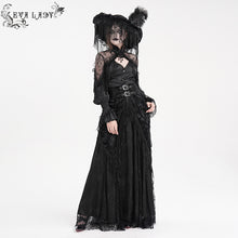 Load image into Gallery viewer, ESKT05001 High Waist Rose Embossed Velvet Tasseled Skirt
