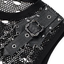 Load image into Gallery viewer, TT320 Distressed Mesh Round Neck Sleeveless Punk T-Shirt
