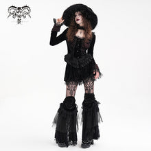 Load image into Gallery viewer, AS194 black women Gothic velvet pattern puffy lace leg warmers

