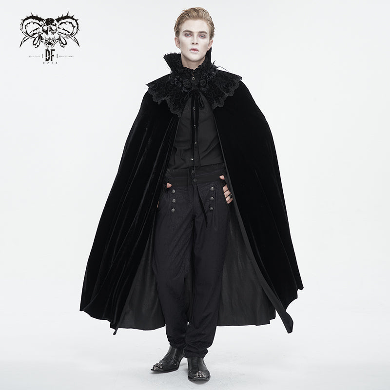 CA040 Gothic stand collar velvet men's cloak