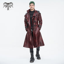 Load image into Gallery viewer, CT22302 Red Cracked leather stand collar long men&#39;s jacket
