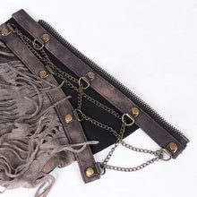 Load image into Gallery viewer, CA046 Steampunk brown zipper up tie-dye ripped knitted collar for women
