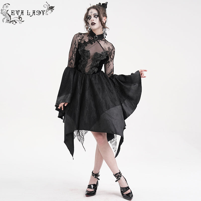 ESKT05301 Cheongsam style small flower mesh dress