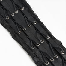 Load image into Gallery viewer, GE046 Punk-Style Mid-Length Gloves Knitted Snake Print with Faux Leather Paneling
