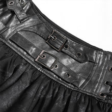 Load image into Gallery viewer, SKT250 Punk-Style Two-Tone Woven and Organza Paneled Mini Skirt
