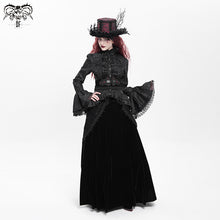 Load image into Gallery viewer, SHT01701 Women short front and long back flared sleeves Gothic black ruffled lace blouse
