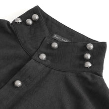Load image into Gallery viewer, SHT108 Black cotton and linen jacquard detachable tie shirt
