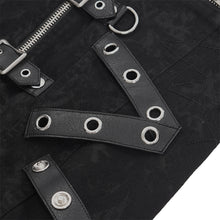 Load image into Gallery viewer, WT091 Asymmetric Twill and Leather Punk Vest
