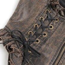 Load image into Gallery viewer, WT10002 Whole-Garment Enzyme-Washed, Two-Tone Woven Steampunk Cropped Vest
