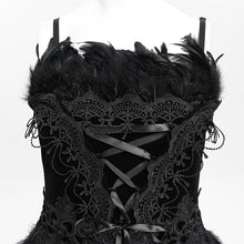 Load image into Gallery viewer, ESKT075 Gothic party Custom-made black feather big dress
