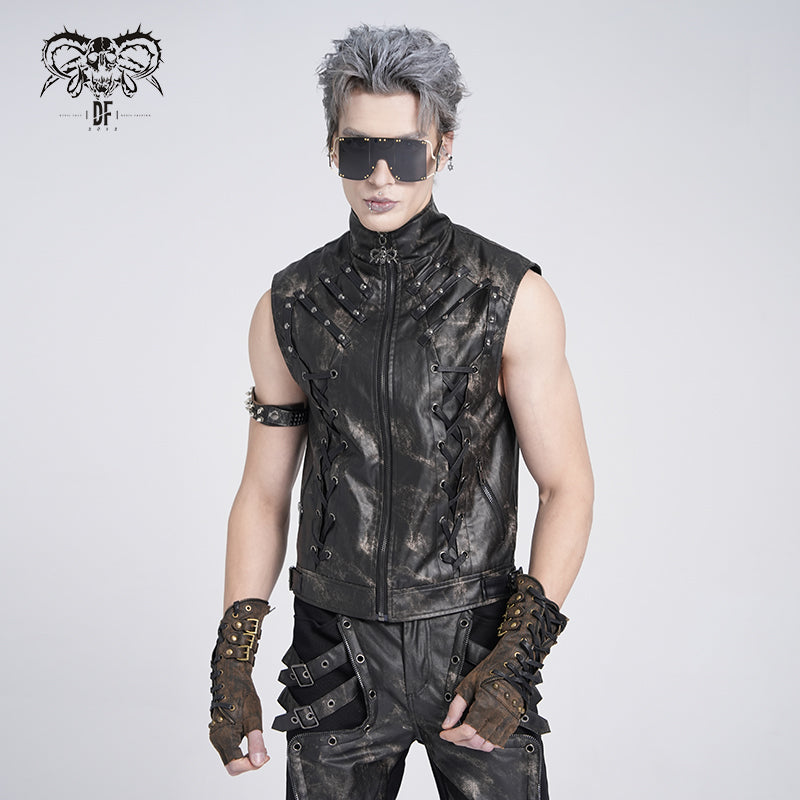 WT096 Punk two-tone faux leather vest