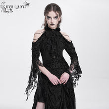 Load image into Gallery viewer, ESKT061 Burnout flocked off-shoulder dress&nbsp;
