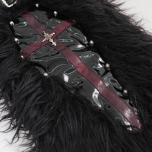 Load image into Gallery viewer, AS191 Punk black coffin fur women leg warmers with loops
