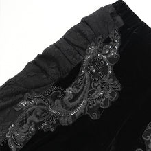 Load image into Gallery viewer, EPT01901 Black Sexy Women Gothic velvet and lace flared trousers
