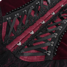 Load image into Gallery viewer, ECST01002 Red Gothic snake-print suede corset
