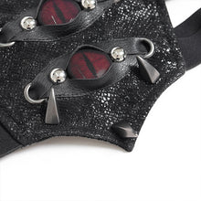 Load image into Gallery viewer, AS311 Punk-style elastic belt featuring snakeskin-effect leather, demon eye motif, and stud embellishments
