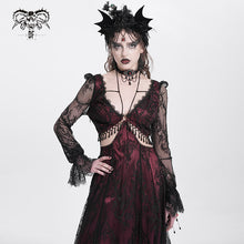 Load image into Gallery viewer, SKT171 Gothic wine red lace dropped waist dress
