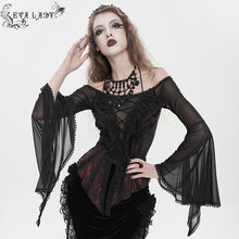 Load image into Gallery viewer, ETT04502 Red 3D Floral Knit Gothic T-Shirt
