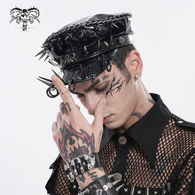 Load image into Gallery viewer, AS293 Punk-Style Spiked Patent Leather Military Cap
