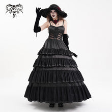 Load image into Gallery viewer, SKT22401 Black party Gothic long suspender dress
