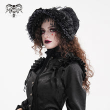 Load image into Gallery viewer, AS195 gothic black Lolita lace Big flower tassel half hat
