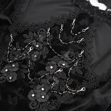 Load image into Gallery viewer, ETT04101 black Gothic shiny velvet halterneck long-sleeved T-shirt
