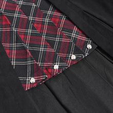 Load image into Gallery viewer, SKT082 daily life young girls fake 2 pieces black and red Scottish plaid overskirt with adjust loops
