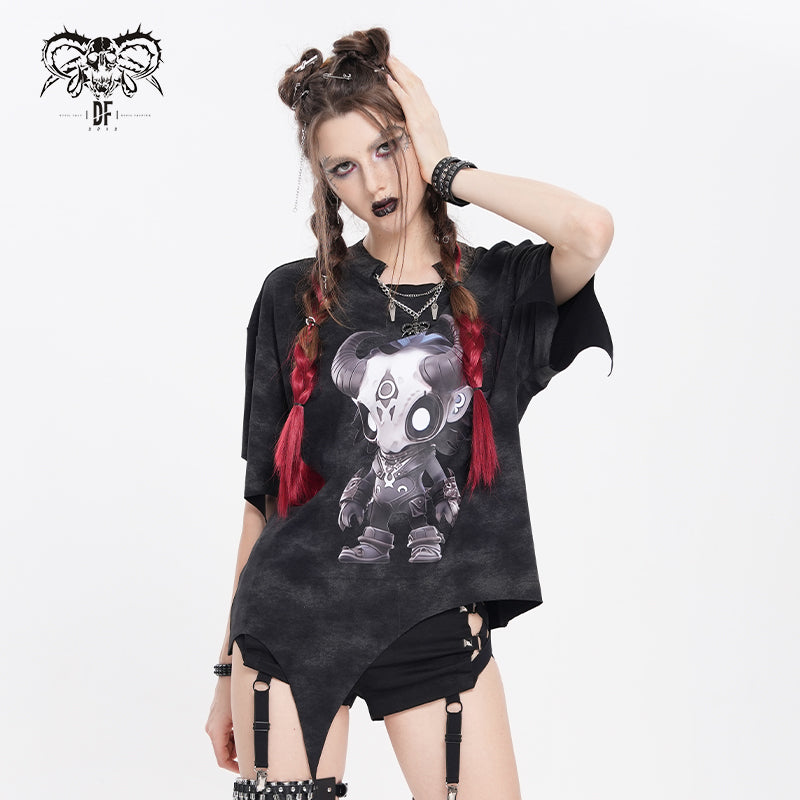 TT304 Evil Shadow Doll Print T-shirt