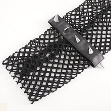 Load image into Gallery viewer, GE028 Punk big diamond mesh faux leather studded sleeves
