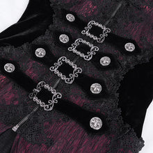 Load image into Gallery viewer, CT24702 Red Women Gothic long hooded long sleeve lace coat
