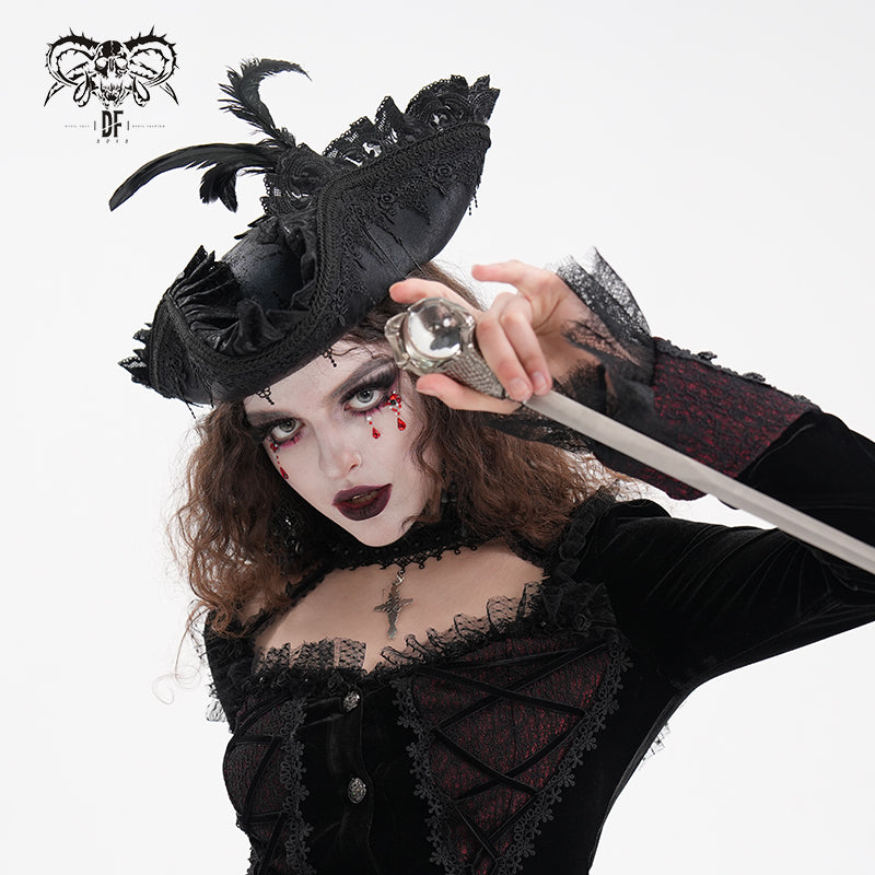 AS201 Black Gothic Women's Pirate Hat