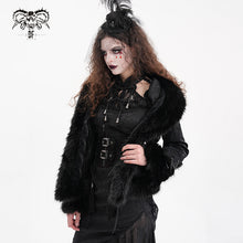 Load image into Gallery viewer, CT239 Gothic Women Black Patterned leather long-sleeved short wool jacket
