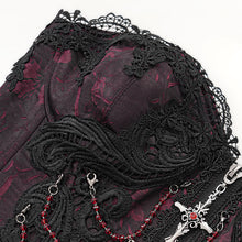Load image into Gallery viewer, ECST00802 red Gothic fringed iris one-piece bustle corset for women
