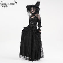 Load image into Gallery viewer, ESKT05001 High Waist Rose Embossed Velvet Tasseled Skirt
