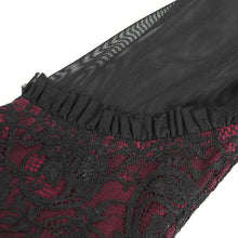 Load image into Gallery viewer, TT27902 Dark Red Gothic Double Lace Mesh Women T-Shirt
