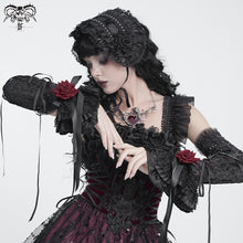 Load image into Gallery viewer, GE04902 Lolita Embroidered Velvet Rose Mid-Length  Oversleeves
