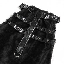 Load image into Gallery viewer, AS301 Short-pile velour and glossy patent leather Punk-style mid-length leg warmers
